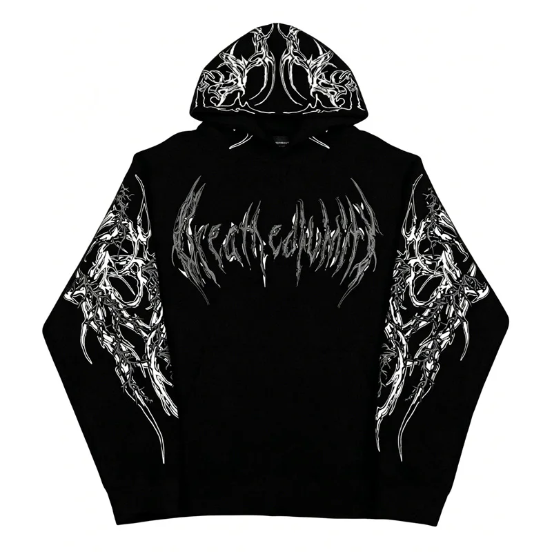 2026 Modell Herren-Kapuzenpullover mit 3D-Totenkopf-Druck für Herbst/Winter Street-Punk-Sportbekleidung Bequem für Fitness und Training – Detail 11