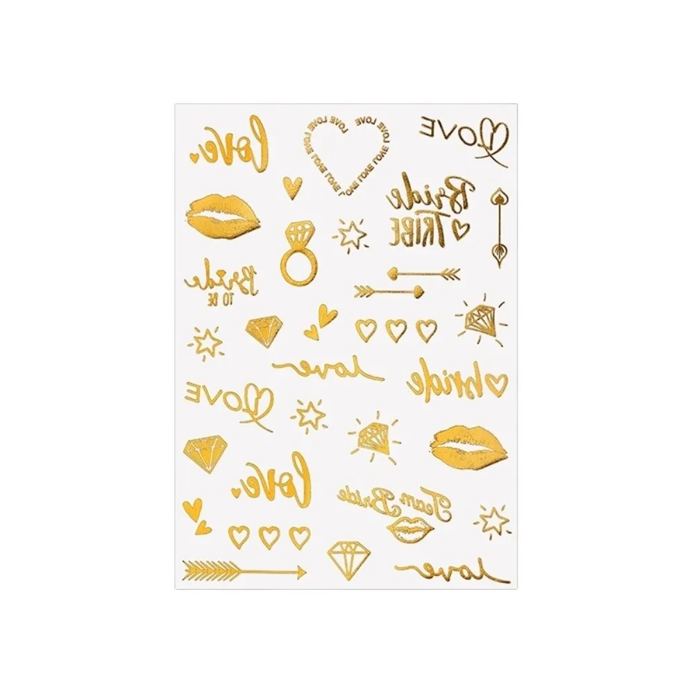Water Transfer Gold Stamping Tattoo Stickers Instant Waterproof Temporary Tattoo Fake Gold Body Art Sticker Women/Lady/Girl