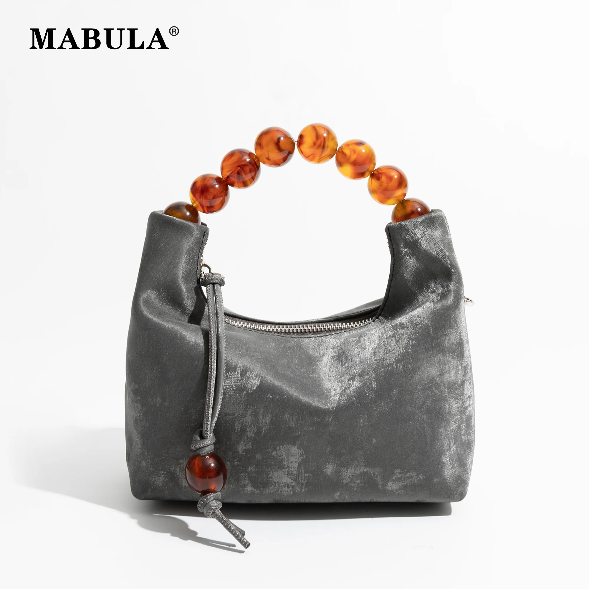 MABULA Chic Painting Womens Small Satchel Purse Beading Handle Genuine Leather Handbag Brand Luxury Crossbody Chinese Style Bag