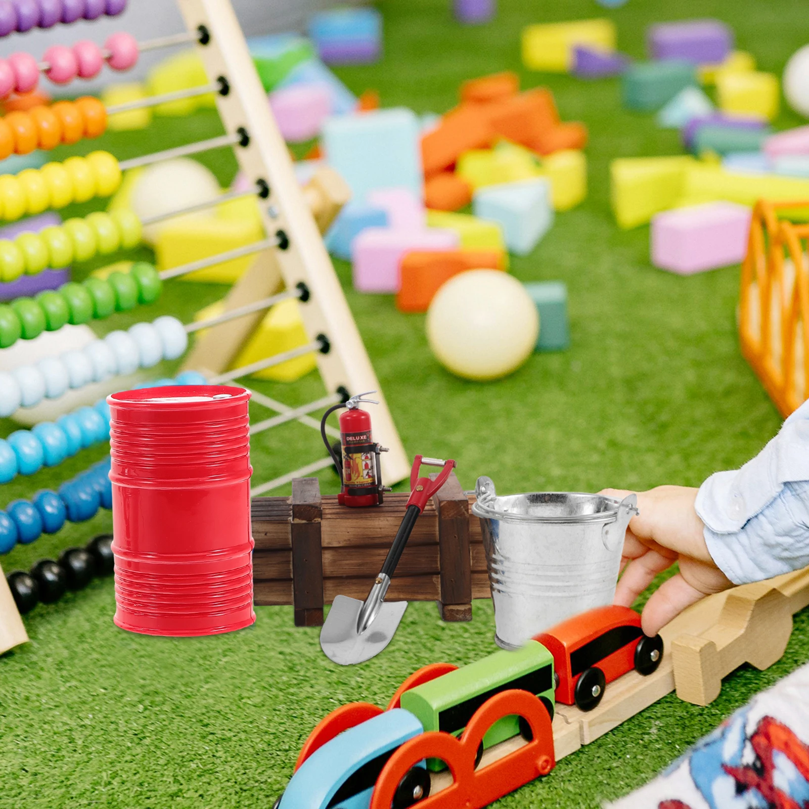 

5 pcs Climbing Car Suitcase Mini Toy Simulation Accessories Metal Bucket Fire Extinguisher Sand Bucket Crawler Toolbox Fuel