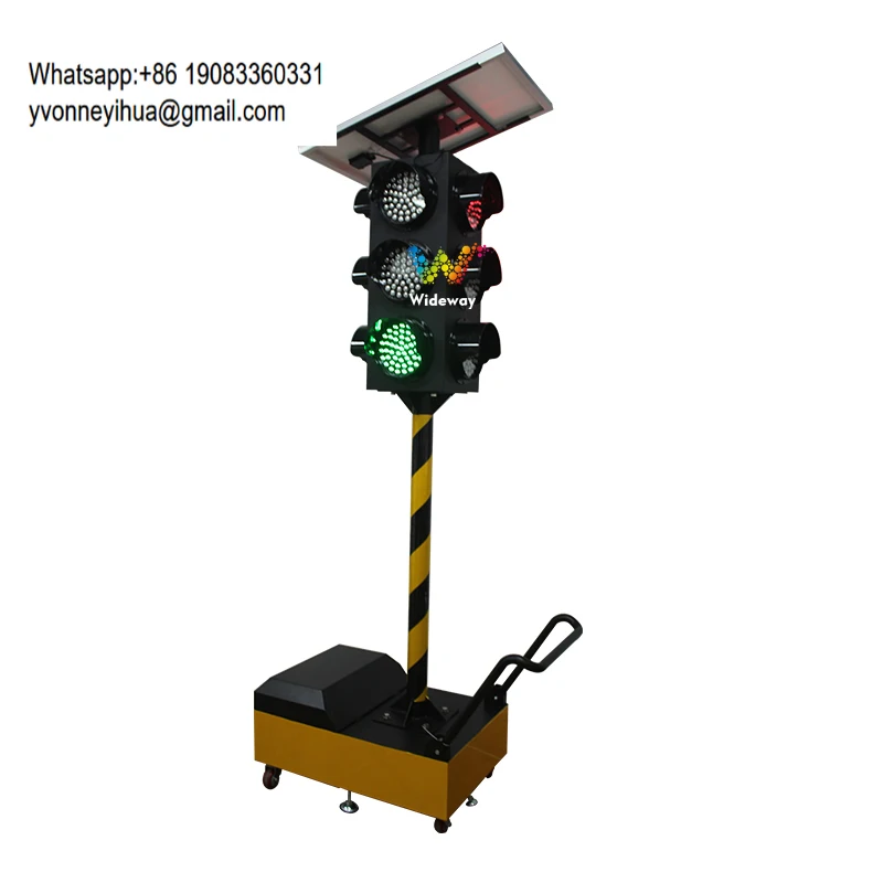 

200-миллиметровый 4-сторонний интеллектуальный дорожный светофор (красный/зеленый) на солнечной энергии, портативный, со светодиодами и прицепом