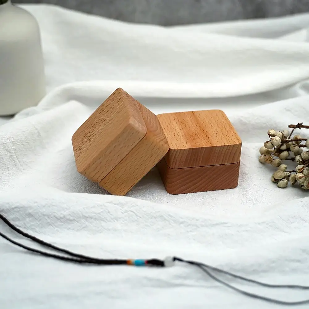 

Velvet Wood Rings Box Exquisite Retro Earrings Display Tray Ear Studs Case Jewlery Organizer Ring Earring Holder Home