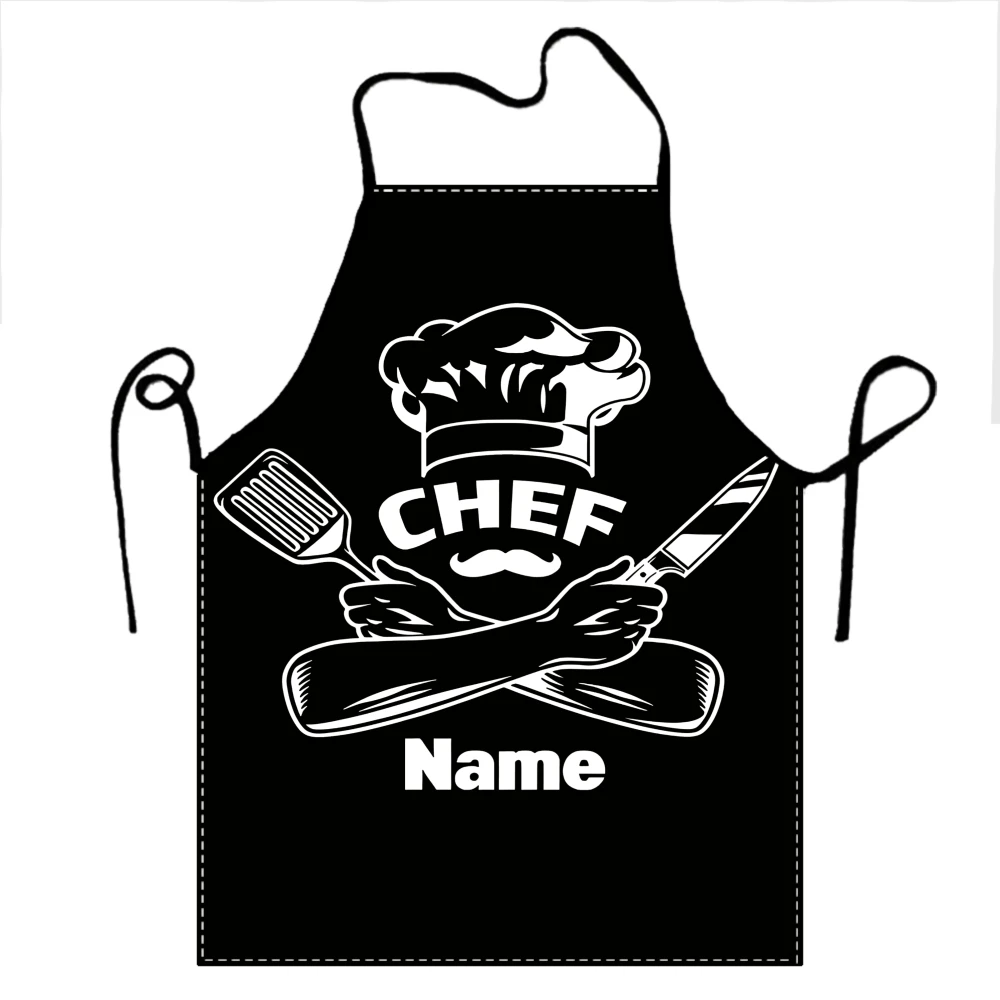 Custom Name Pattern Chef Hat Cooking Apron for Women Men Unisex Bib Kitchen Cooking Tablier Cuisine Chef Baking