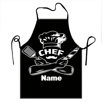 Custom Name Pattern Chef Hat Cooking Apron for Women Men Unisex Bib Kitchen Cooking…