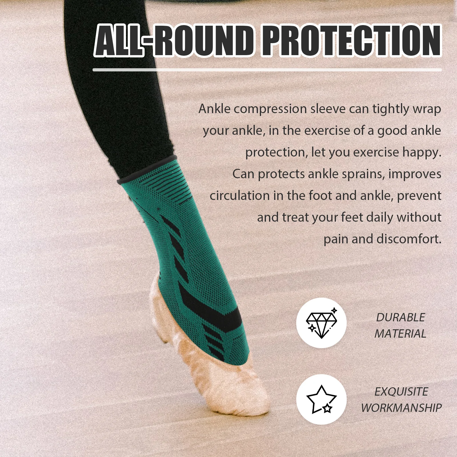 

1Pair Skin-Friendly Ankle Compression Sleeve Sports Pressure Socks for Ankle Protection Running Exercise Compression Socks