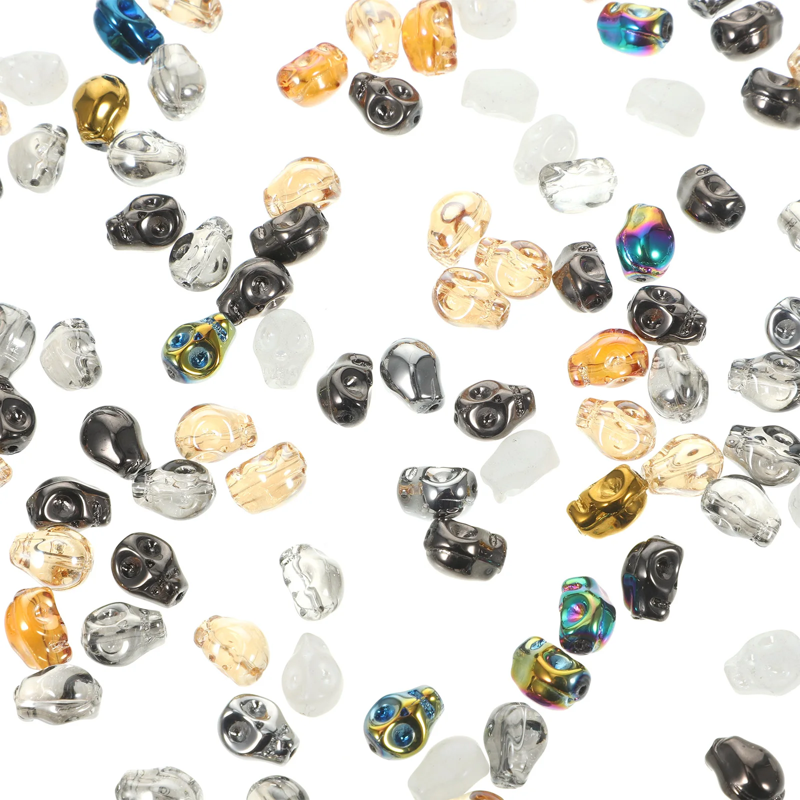 

140pcs Skull Beads Glass Lightweight Smooth DIY Jewelry Making Bracelets Earrings Charms Craft Beads Necklace Decorations Pop