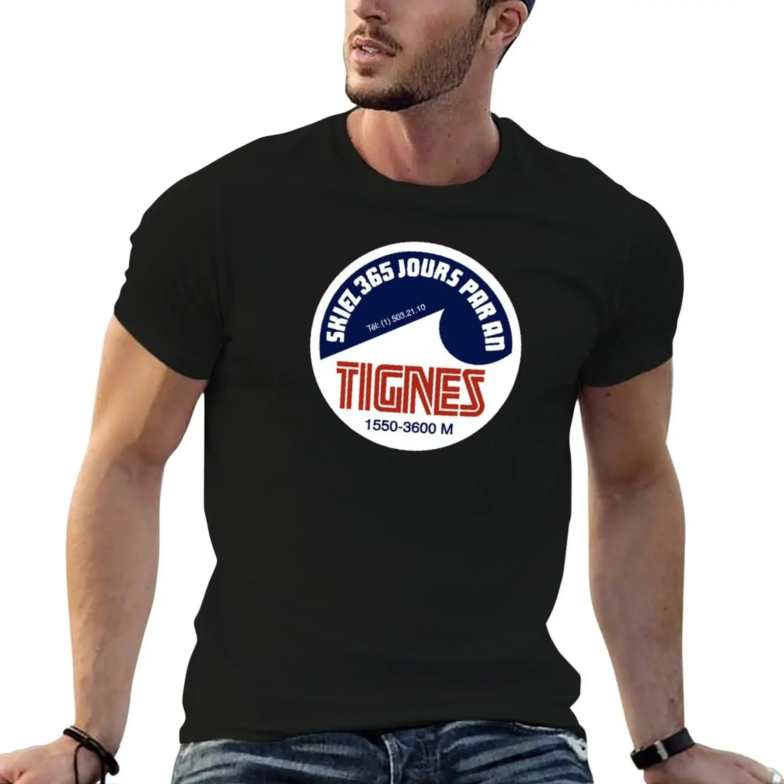 Vintage Tignes Ski Resort Sticker T-Shirt oversized customs design your own mens big and tall t shirts