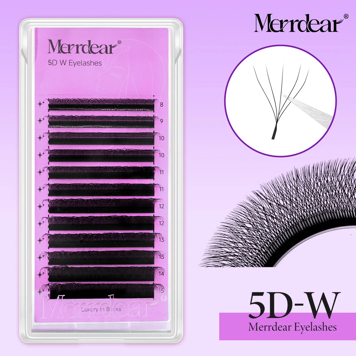 Merrdear 5DW Shape Bloom Eyelash Extensions Speed Automatic Flowering Premade Volume Fans Faux Mink False Lashes Supplies