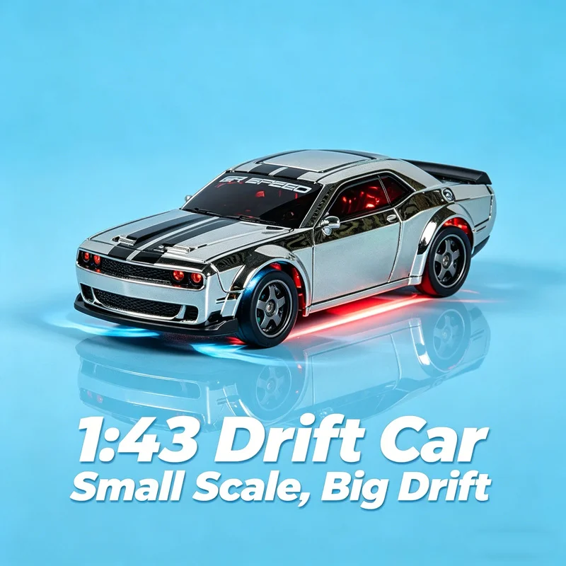 

Mini 1/43 RC Drift Car LED Light 4WD High Speed Remote Control Stunt Toy for Desktop Racing