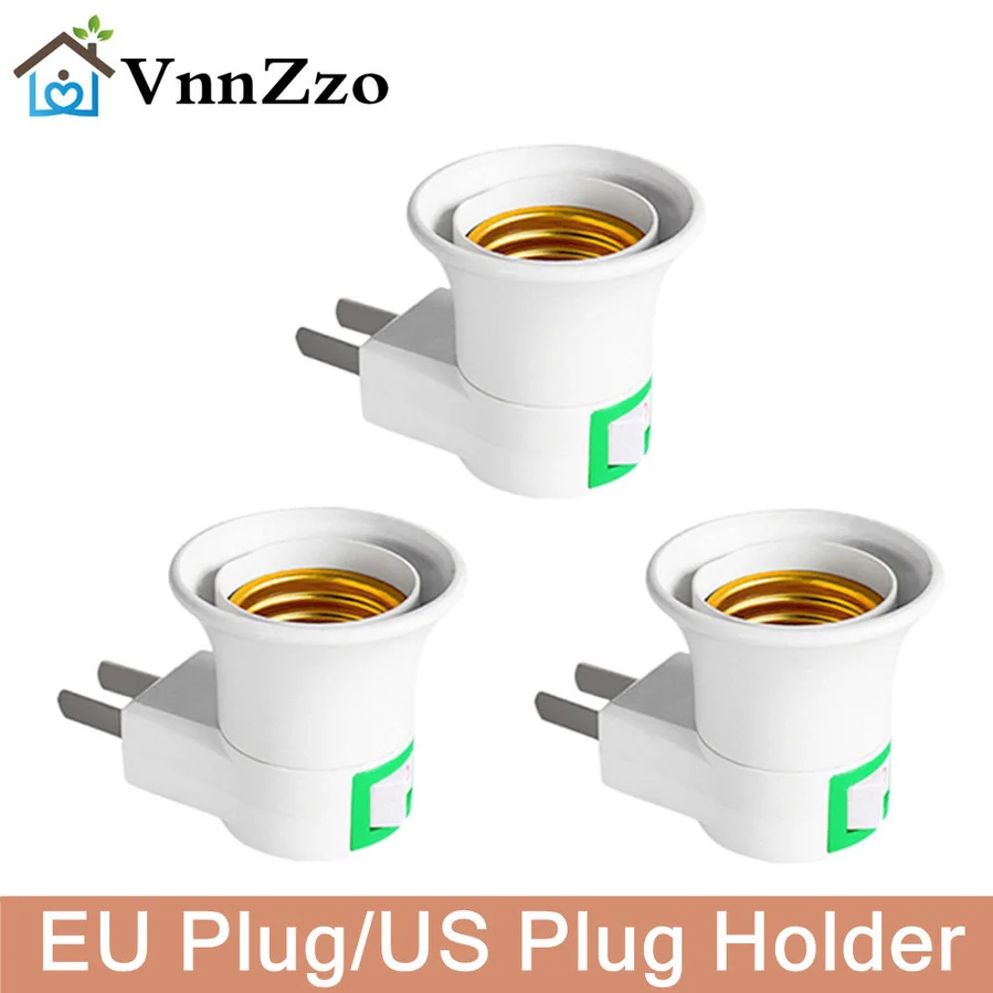 

VnnZzo White E27 LED Light Socket To EU/US Plug Holder Adapter Converter ON/OFF For Bulb Lamp Hot Sell Practical