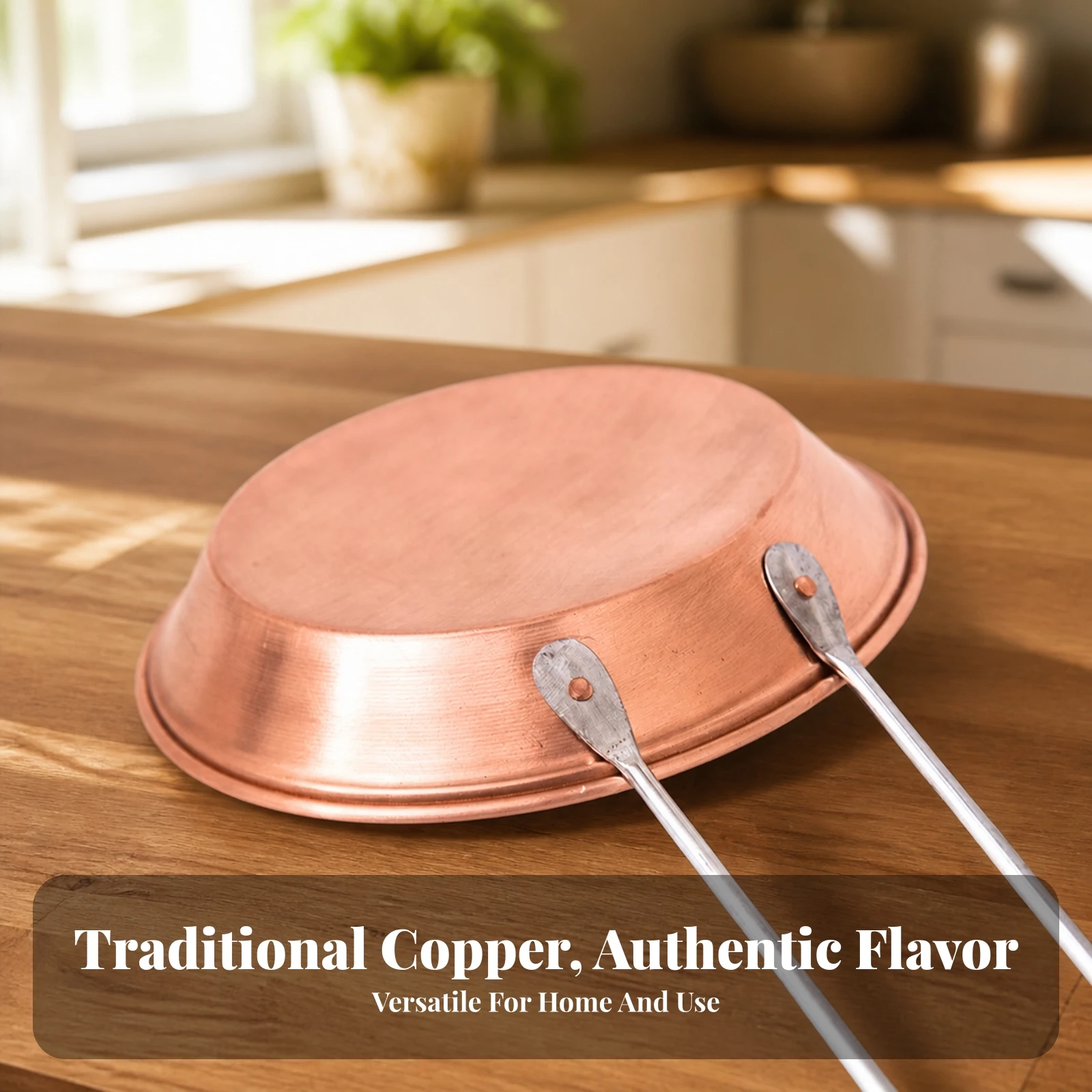 Copper Frying Pan Cadmium-without Copper Skillet Pancake Pan Uncoated Cookware Sturdy for Home Cooks, Gas Stoves, Kitchen