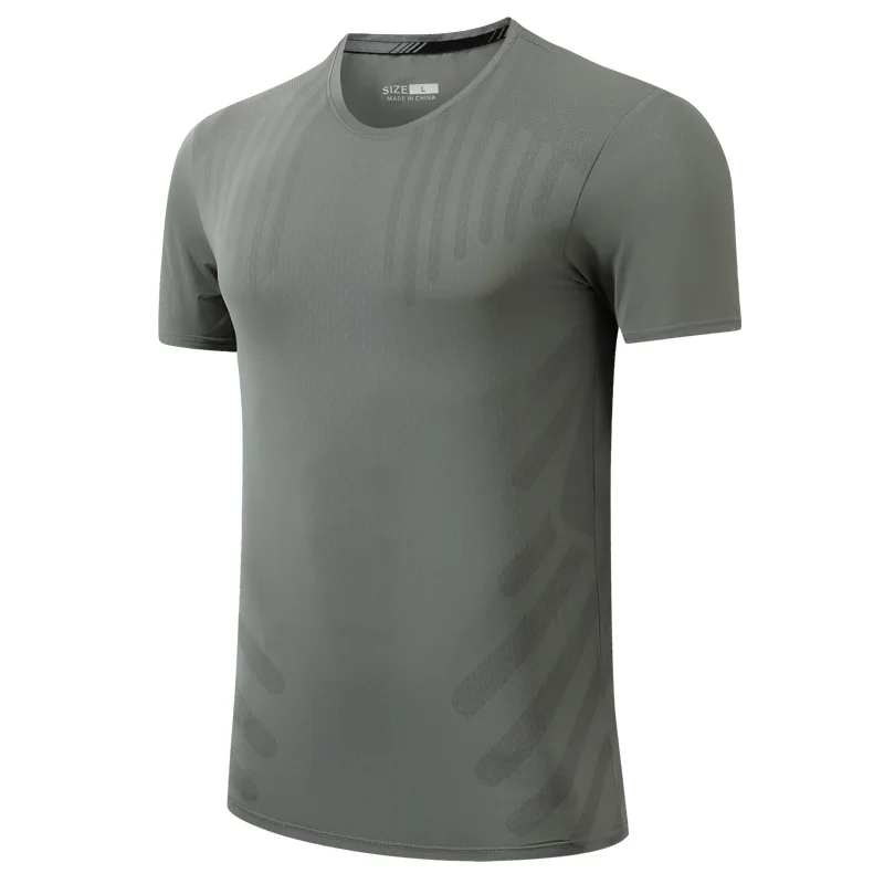 Men Thin Ice Silk Tee Polyester Sports Outdoor Workout Running Short Sleeves Breathable Fitness Muscle Training Sweatshirts