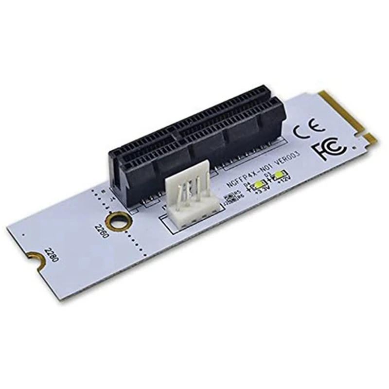 4 Pcs NGFF M.2 To PCI-E 4X Riser Card M2 Key M To Pcie X4 Adapter With SATA Power Cable M2 Riser Card Suppot 2260 2280