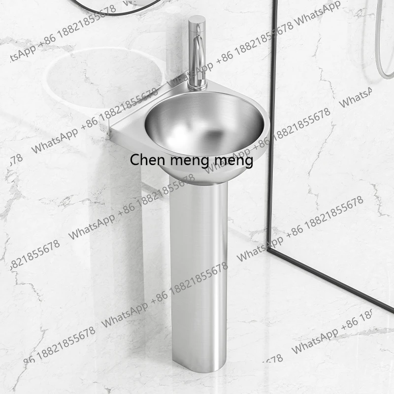 Stainless steel column, floor-to-ceiling, balcony washbasin, pillar basin, bathroom integrated washbasin