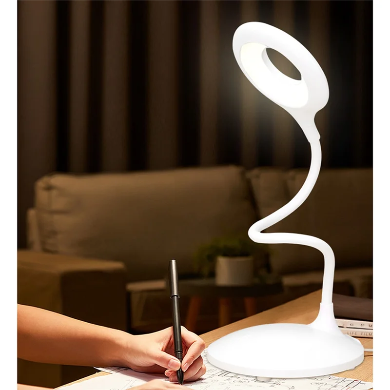 HGHO Dimmbare dreifarbige Temperatur-Schreibtischlampe, wiederaufladbare LED-Tischlampe für die Schule zu Hause