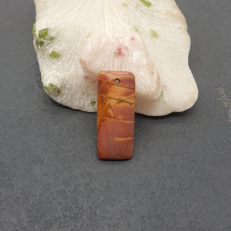 

Natural Multi-Color Picasso Jasper Rectangular Pendant – Rust & Amber Marbled Gemstone for Handmade Jewelry & Artisanal Crafts