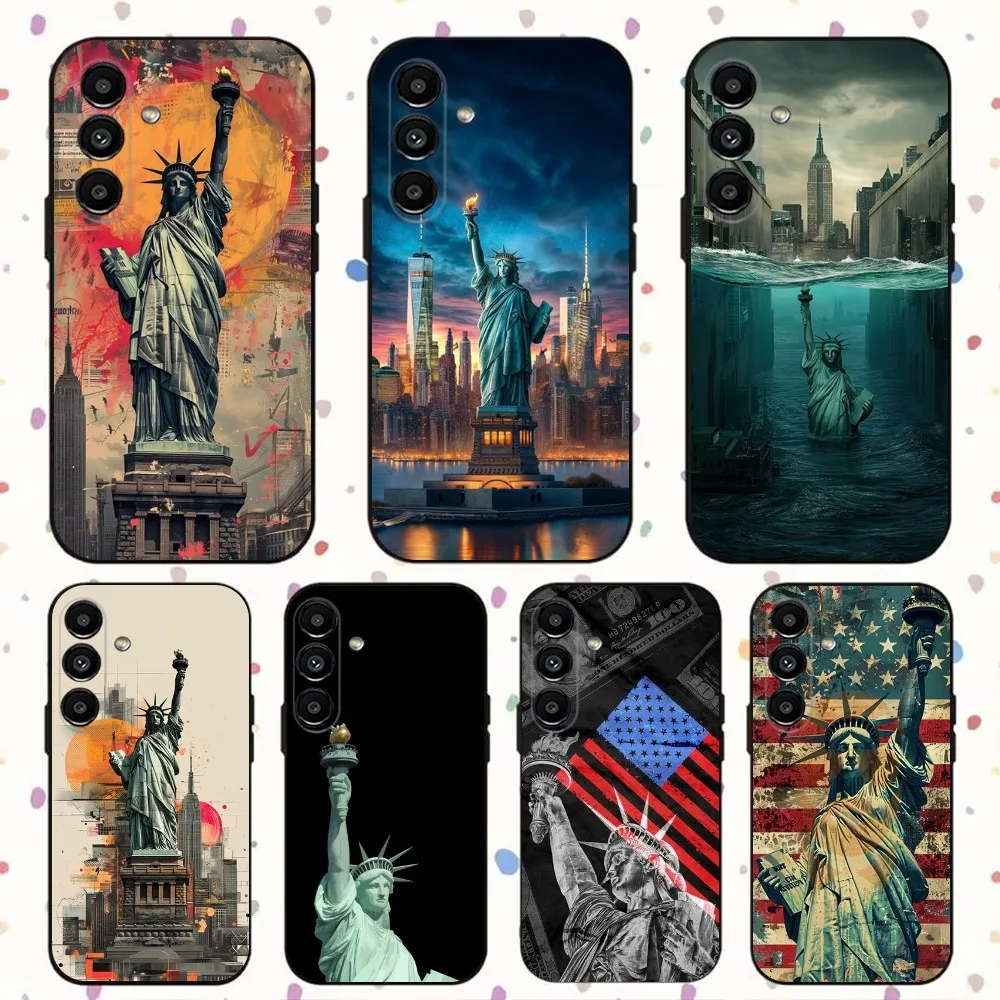 Statue of Liberty New York Phone Case For Samsung S24,S21,S22,S23,S30,Ultra,S20,Plus,Fe,Lite,Note,10,9,5G Black Soft Cover