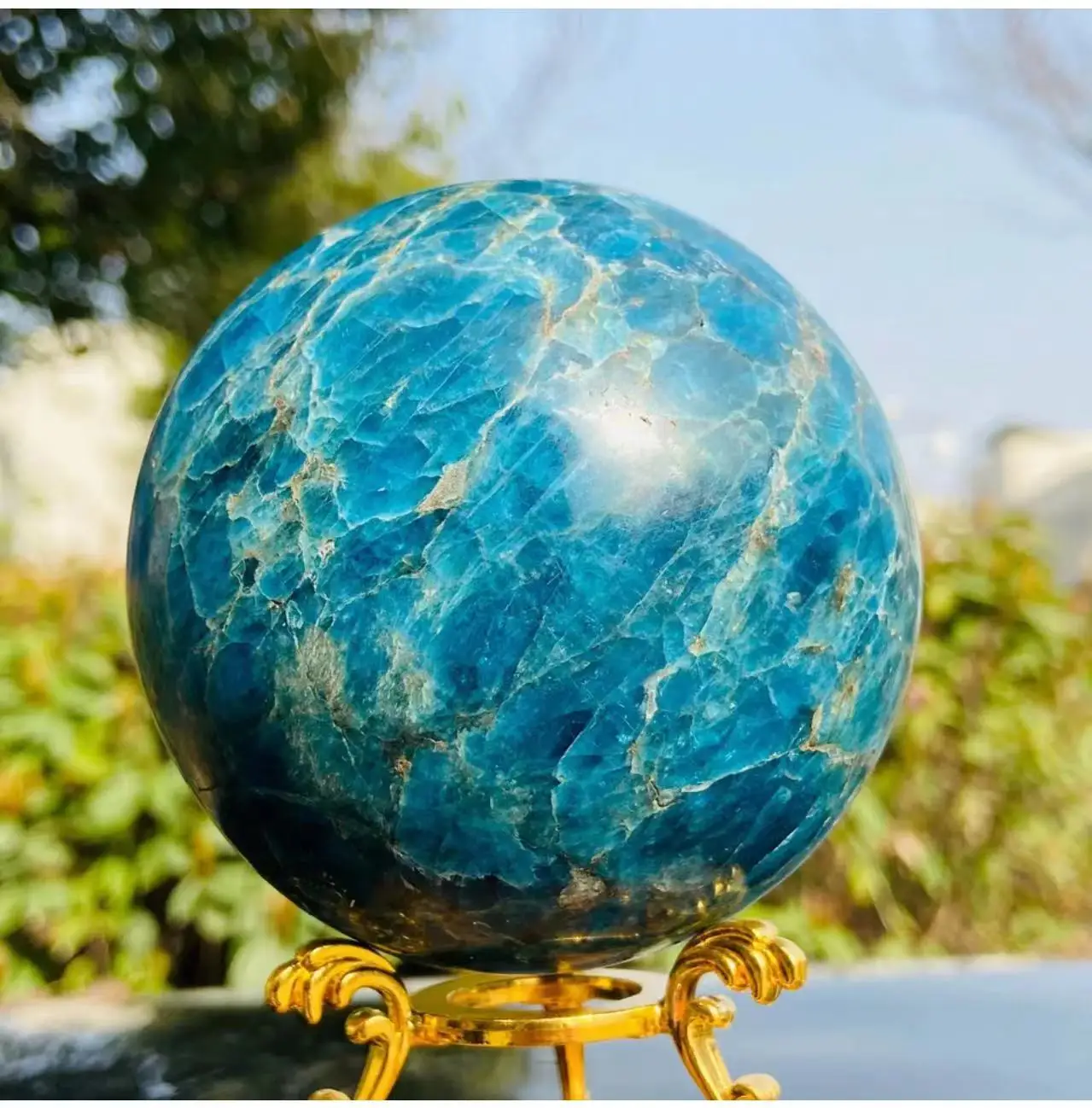 Natural Blue Apatite Crystal Ball, Quartz Sphere, Mineral Healing for Home Decoration, Gift