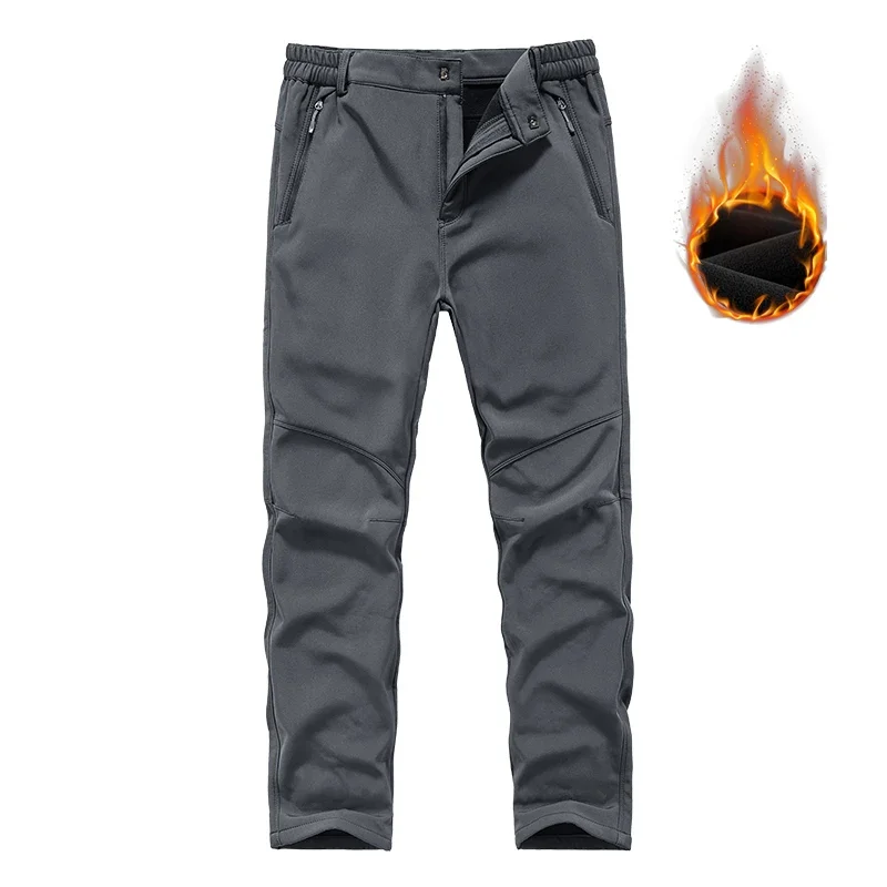 Fleece Pants Outdoor Sports Men's Warm Pants Comfort Plush Thermal Inner Windproof Warm Winter Outdoor Warm Sports Trousers