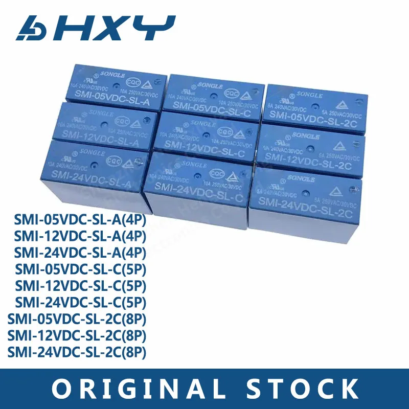 5PCS/Lot SMI - 05V 12V 24V DC-SL -A -C -2C 5A 10A Relays SMI-05VDC-SL-A 4PIN SMI-12VDC-SL-C 5PIN SMI-24VDC-