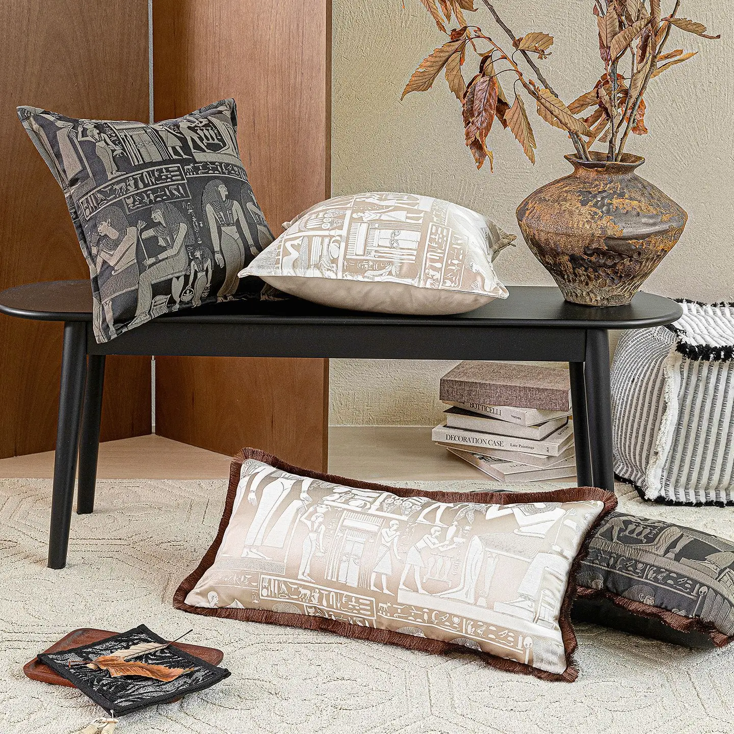 Design Luxury Cushion Cover 45x45 30x65cm Vintage Ancient Egyptian Pattern Pillowcase For Home Hotel Bed Living Room Sofa