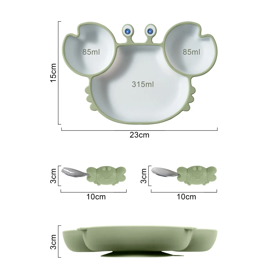 baby Items With Free Shipping Feeding Bowl Bebe Suction Bowl With Crab Stainless Steel Fork Spoon Baby Accessories for Babies