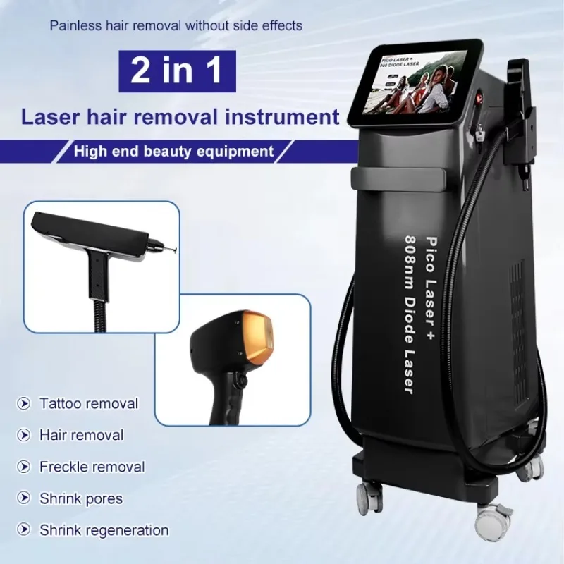 Hair Removal Painless 4 Waves 755 808 1064nm Diode Laser Hair Removal 2 in 1 Machine