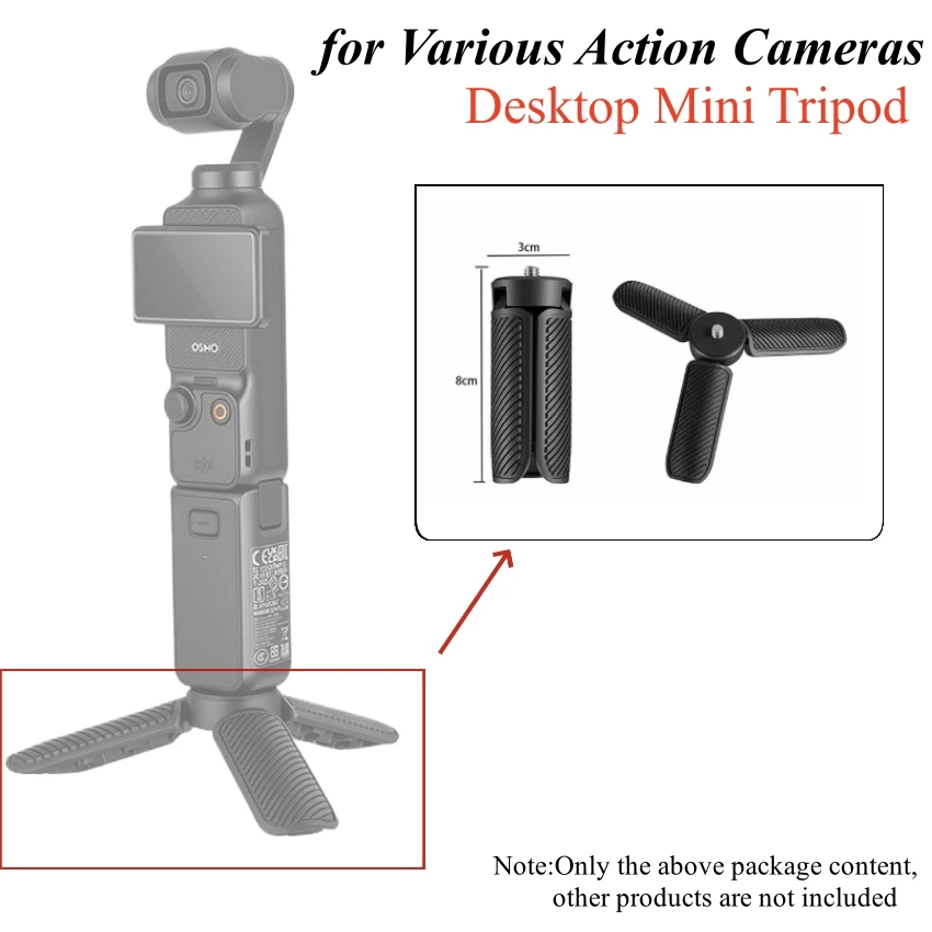 Mini Tripod Action Camera Mount Accessory for Various Action Cameras Triple-Base Stand Desktop Outdoor Live Streaming Stabilizer