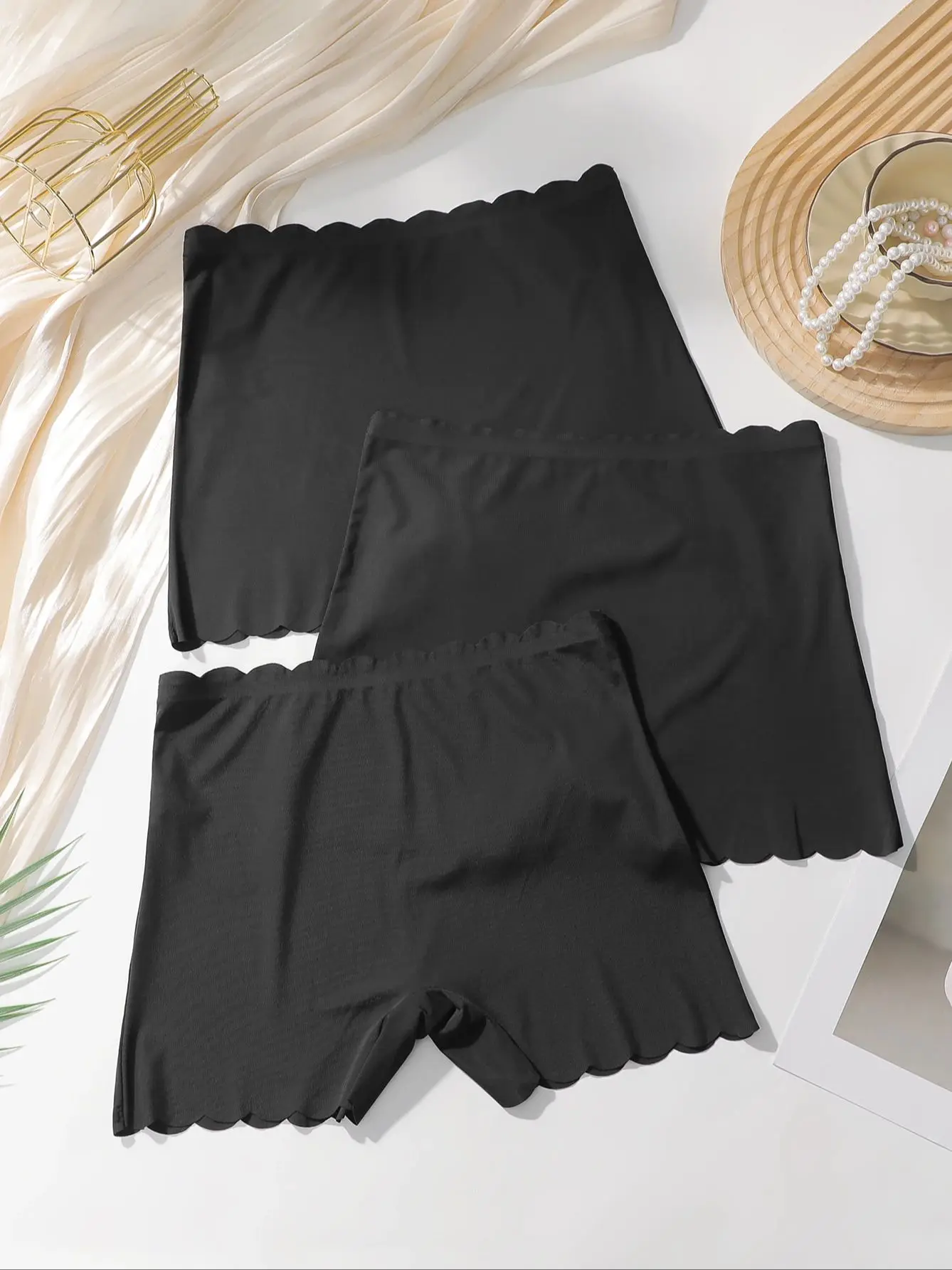 3-Pack Women's Black Safety Shorts High Waisted Anti-See Through Invisible Panties for Dresses Skirts Leggings and Yoga