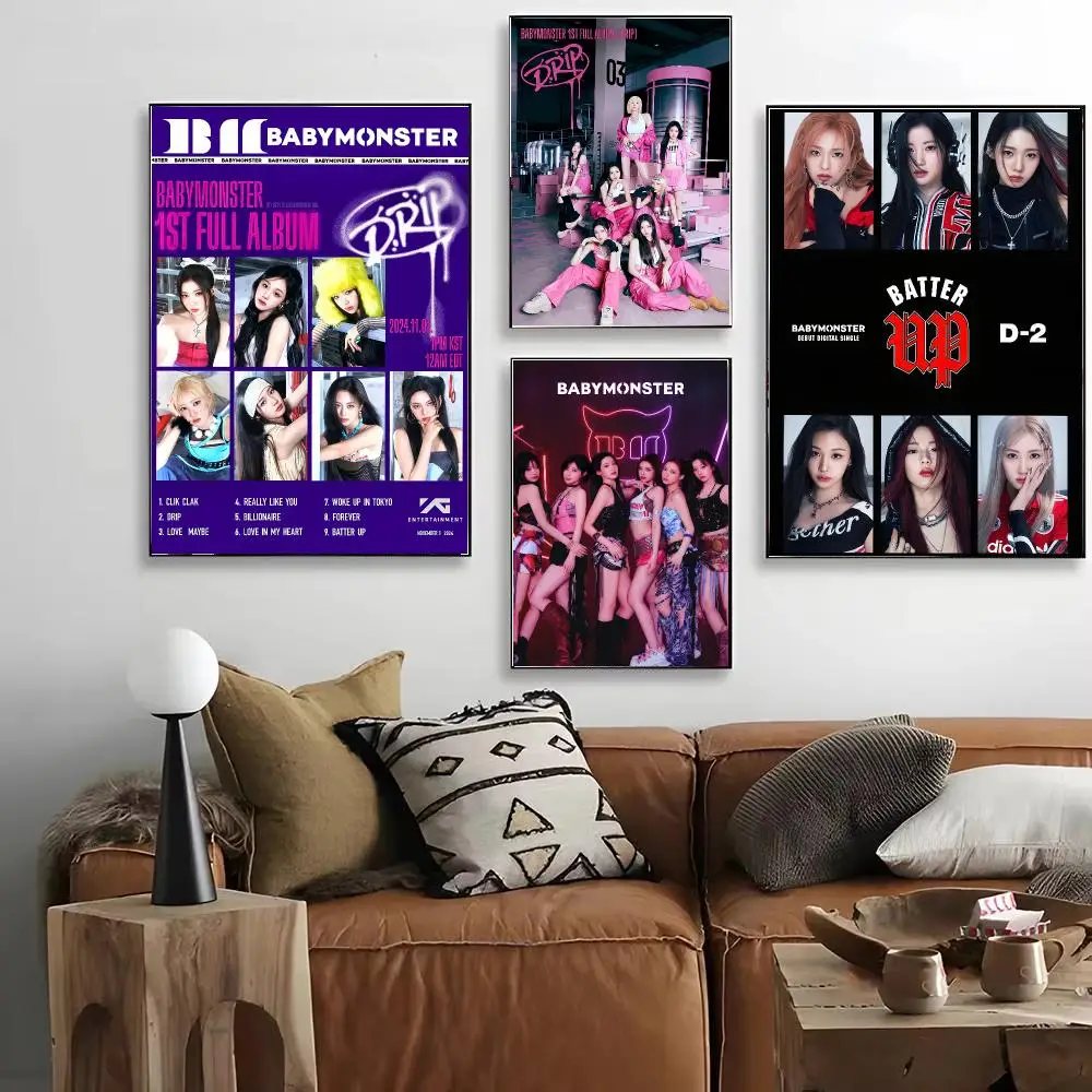K-KPOP BABYMONSTER Poster HD Art Decorative Wall Art Waterproof Home Décor for Living Room Bedroom Café Stylish Gift