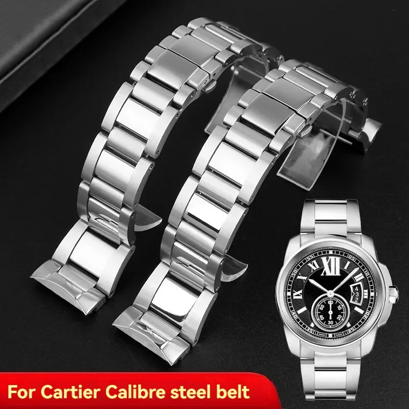 For Cartier Caliber Watch Chain W7100037 W7100041 W7100015 Series Stainless Steel Strap Watchband Wen Women Metal Bracelet 23mm