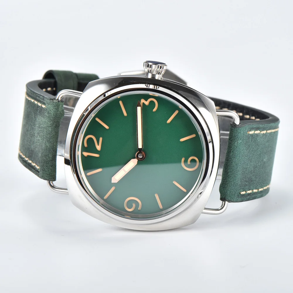 Parnsrpe New 45mm NH35 Mechanical Automatic 9 Colours Watch for Men Luminous Men's Waterproof Watches Date Leather strap