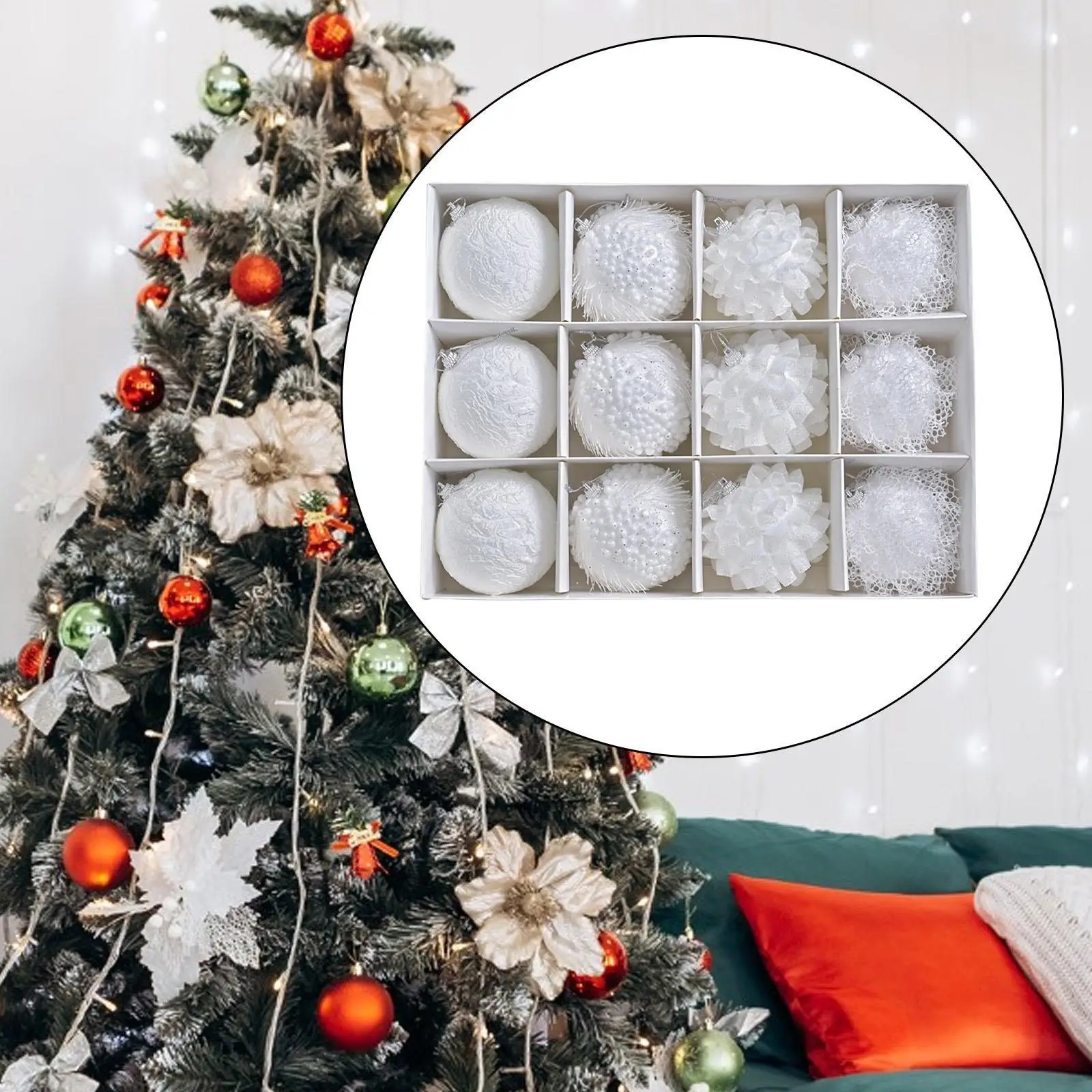 

12x рождественские шары, украшения для рождественской елки, подвесные украшения, продуманные подарки, декоративный рождественский декор для двора