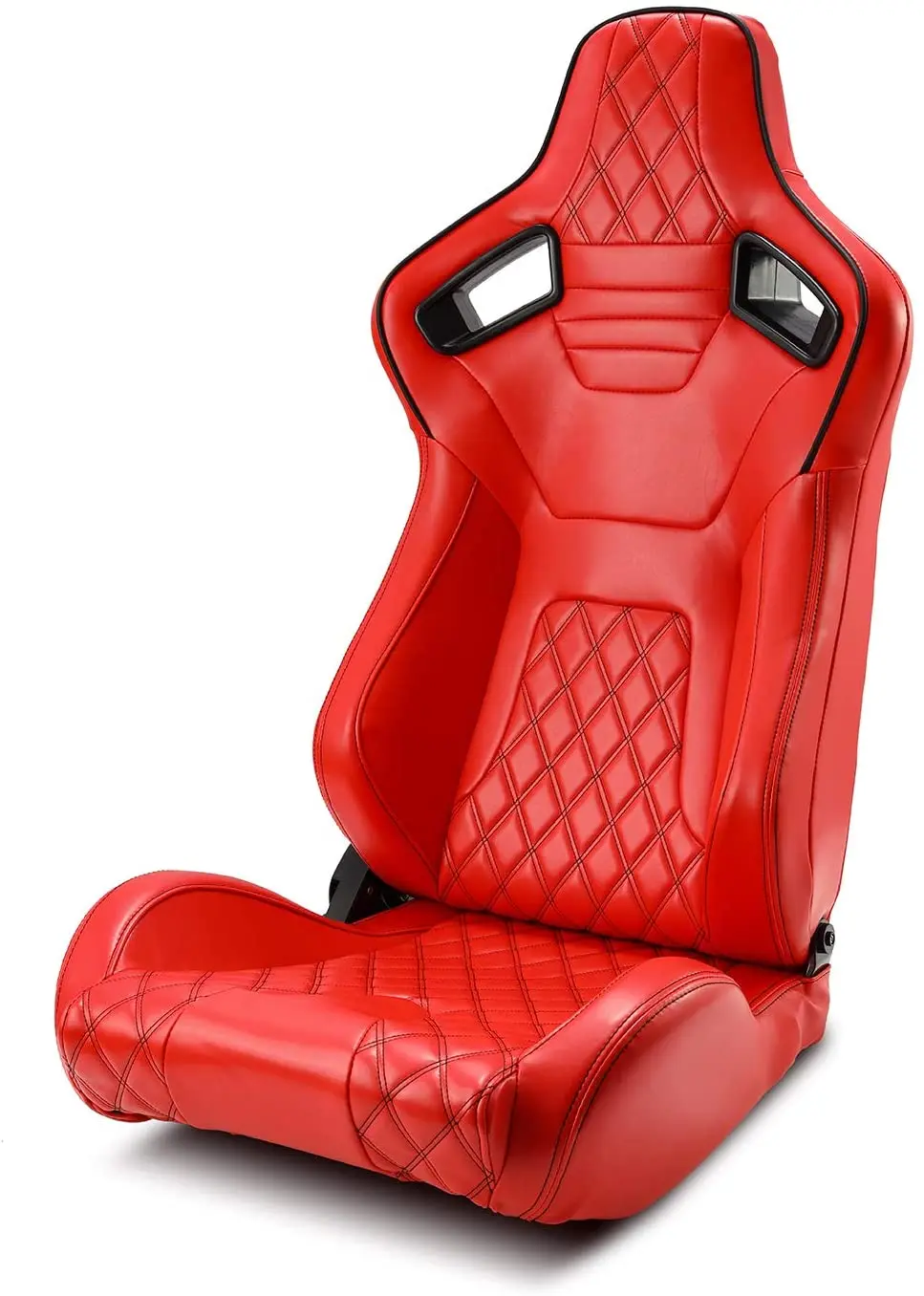 Universal Red PVC Leather Red Stitch With Double Slider Bucket Sim Racing Bucket Seat view 5