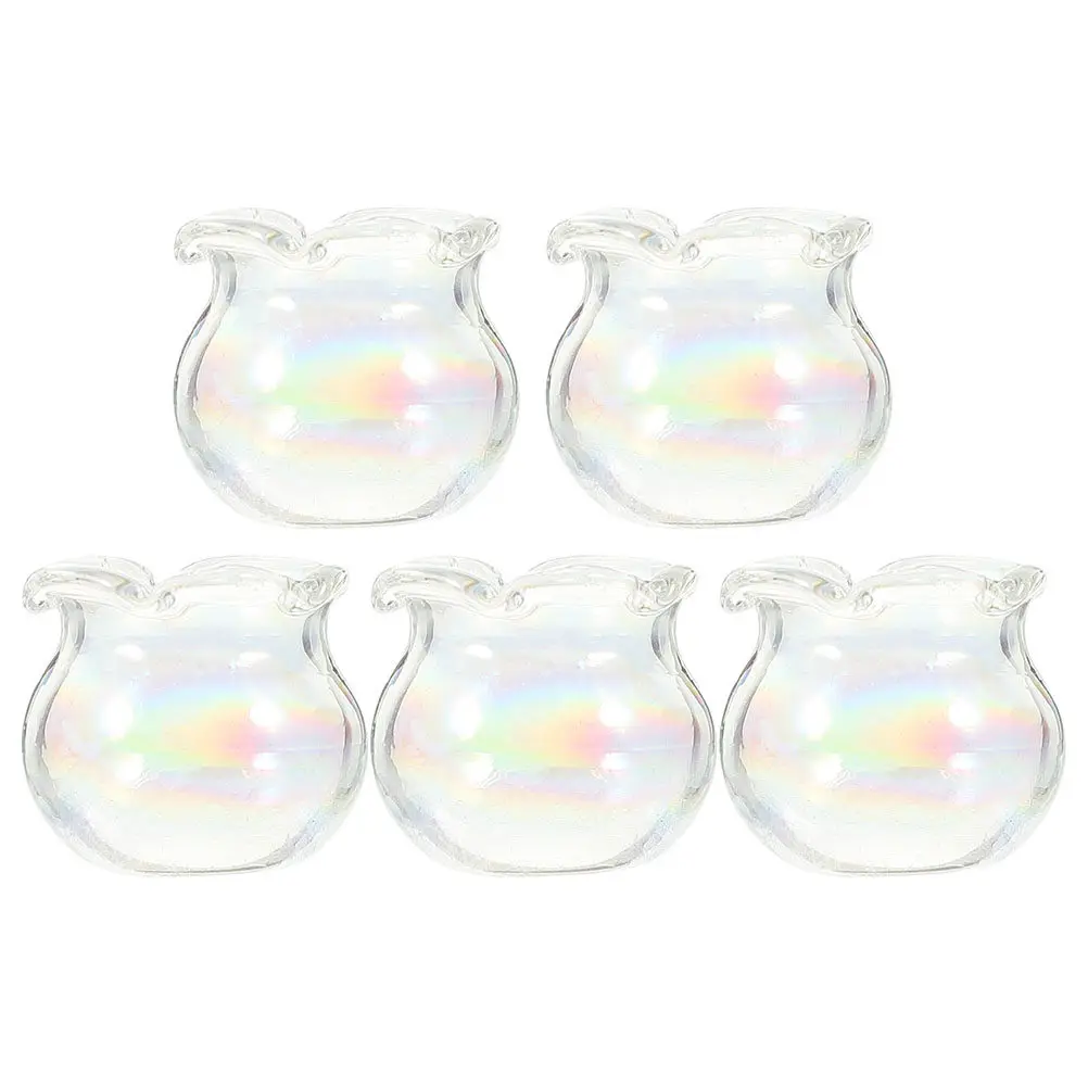 

5Pcs Miniature Glass Fish Bowl Realistic Tank for Tiny House Decor Desktop Bookshelf Window Sill Cabinet Micro