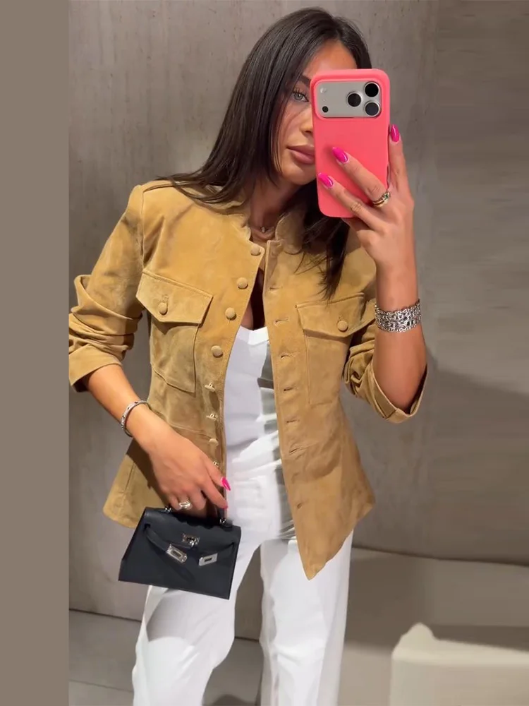 Serafina – Faux Suede Military Jacket 5