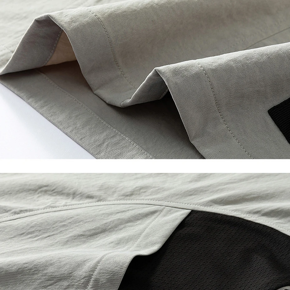 Summer Half Zipper Shirt Men 8XL Plus Size Short Sleeve Shirt Fashion Casual Patchwork Cargo Shirt Male Big Size 8XL