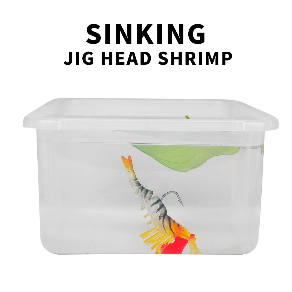 1Pcs Luminous Eyes Silicone Shrimp Baits 6g 10g 13g Artificial Bait Simulation Soft Prawn with Hooks Carp Wobbler