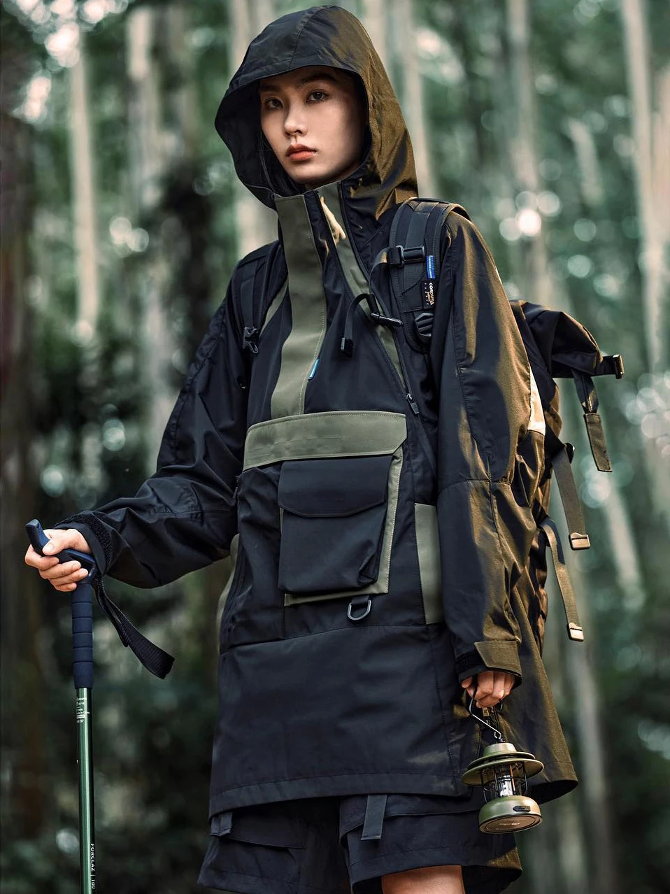 REINDEE LUSION 21FW 0146  OUTDOOR WATERPROOF HARDSHELL JACKET deconstructed splicing techwear Storm Jackets mid-length coat