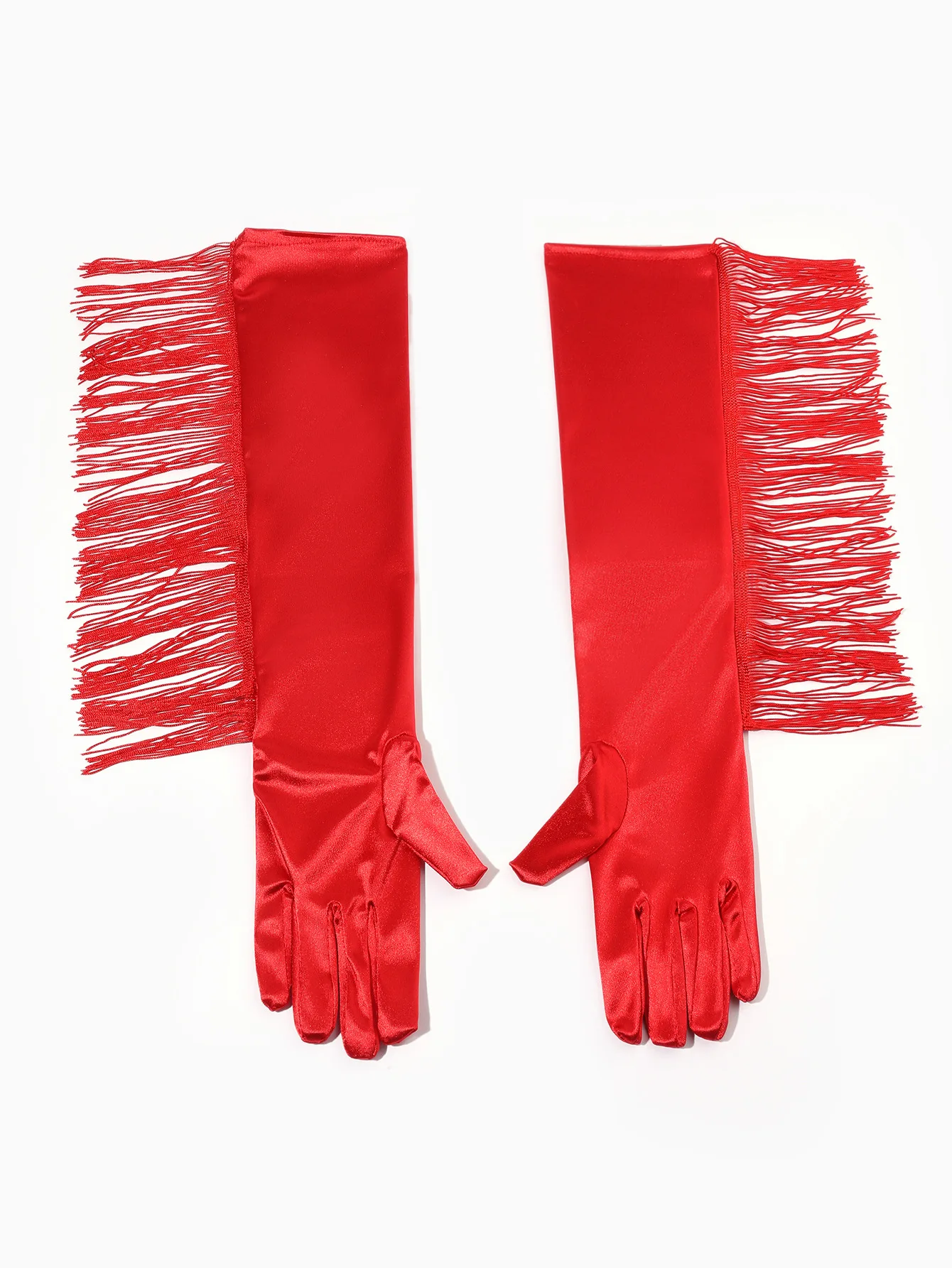 قفازات طويلة قابلة للتمدد، ملابس رقص كلاسيكية من الساتان بخمسة أصابع، إكسسوار زفاف ​ ​