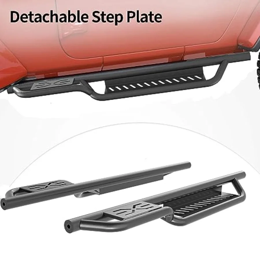 لوحات الجري 6 بوصة خطوات جانبية متوافقة مع 20072018 جيب رانجلر JK JKU غير محدود 2 باب أسود مطلي بالمسحوق الصلب Nerf