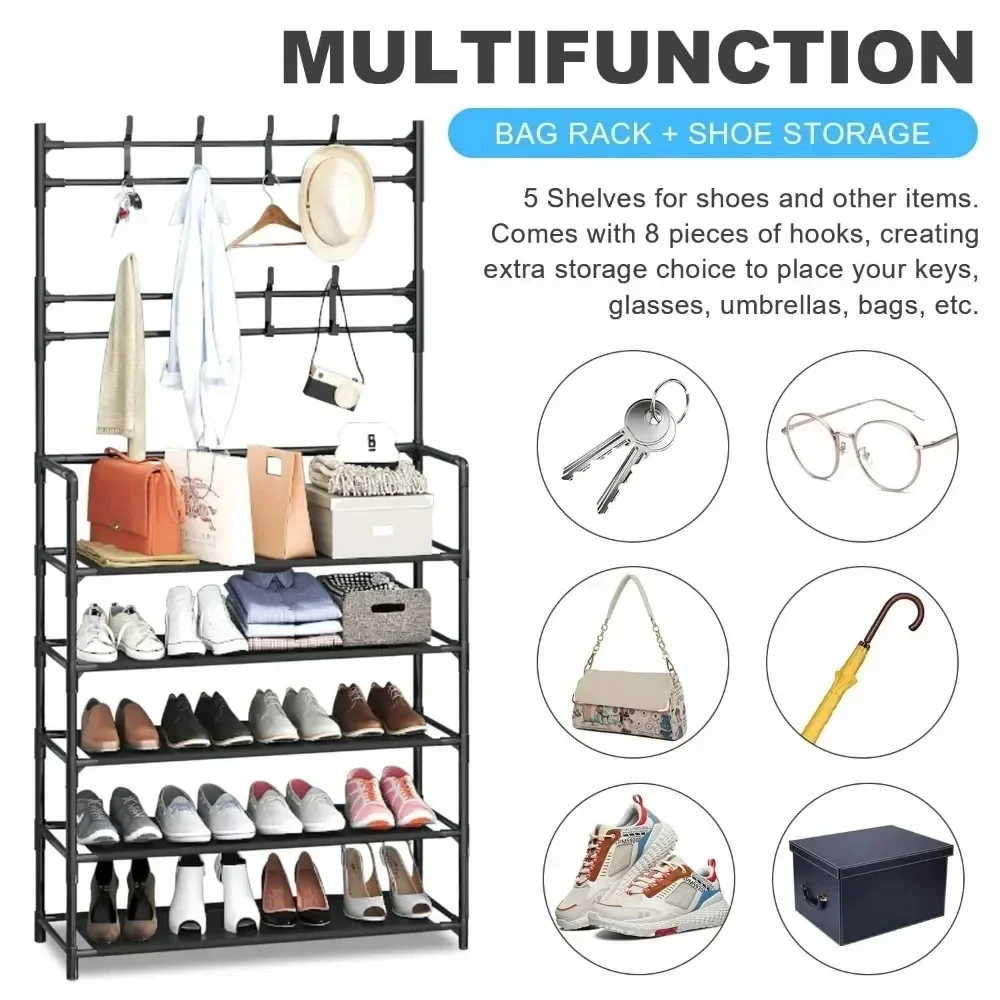 5-Layer Shoe Hanger Hat Rack Organizer for Dormitory Sneaker Coat Cabinet - Multi-functional Shoe and Hat Rack for Home Storage