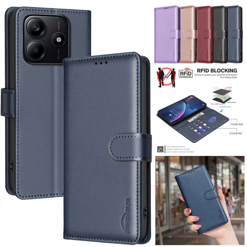 

Flip Cover Anti-theft Wallet Leather Case For Xiaomi Poco X7 Pro C75 M7 PocoM7 PocoX7 Pro 5G Mi C75 Matte Phone Cases Card Bags
