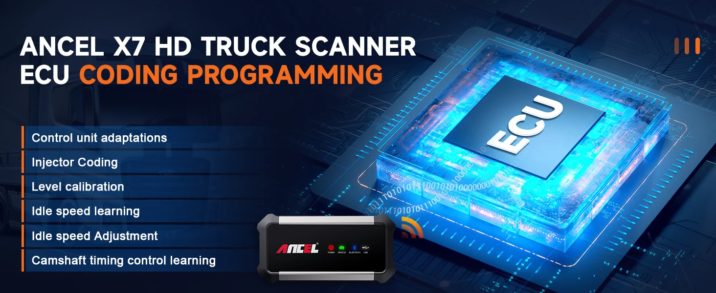 2026 Ancel X7 HD Trucks Professional Diagnostic Device Complete System OBD2 Scanner ECU Oil Reset Bi-directional for Iveco MAN