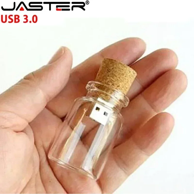 JASTER USB 3.0 Flash Drive 128G, Pen Drive en Forma de Botella de Vidrio, Memoria USB de Alta Velocidad 64GB, Pendrive en Forma de Botella 32GB 16GB, Regalo Creativo