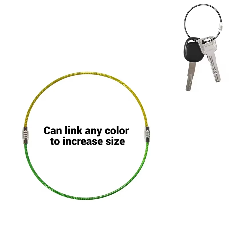 Picture 5: 5/10PCS 2mm Stainless Steel Wire Rope Keychain, Surface PVC Coating, Luggage Tag, Outdoor Keychain, Key Accessories