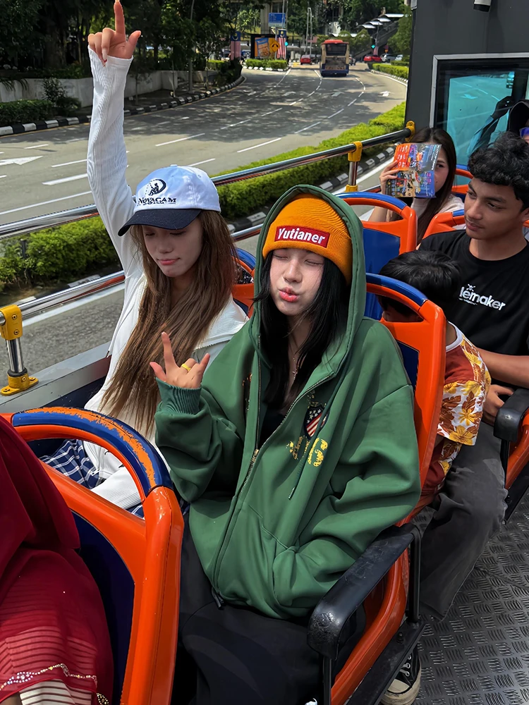 Retro Amerikaans ontwerp Letterborduurwerk Print Hoodie Dames Lente Herfst Los Veelzijdig High Street Couple's Jaet