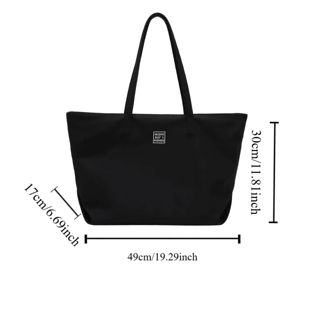Korean Style Nylon Tote Bag Pure Color Handbag Letter Underarm Bag All-match Large Capacity Oxford Cloth Shoulder Bag Girls
