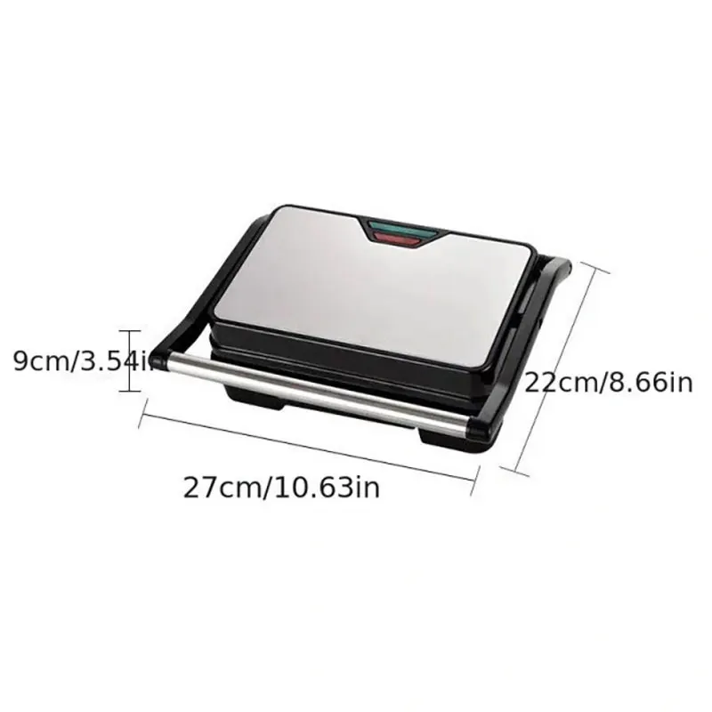 Household Multifunctional Panini Breakfast Machine,850W Electric Barbecue Machine,Double-Sided Heating
