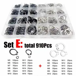 1Box GB894 M3 to M20 Assortment Kit Black 65mn Stainless Steel Shaft Bearing Retaining Clip Snap Ring C Type External Circlip